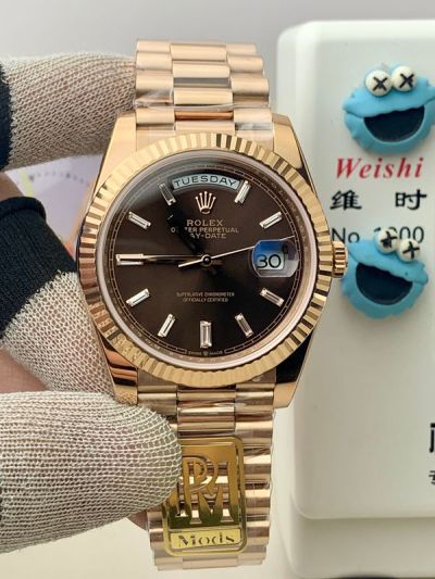 DD 2836/3255 Movement Rose Gold with Black Dial President Band Fluted Bezel Rolex Watch
